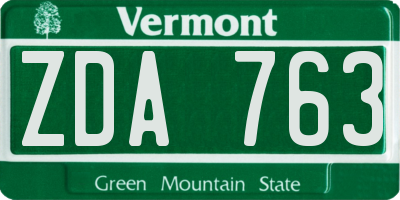 VT license plate ZDA763
