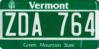 VT license plate ZDA764