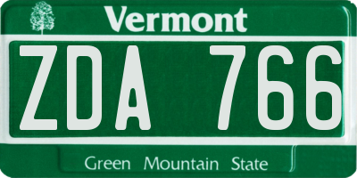 VT license plate ZDA766
