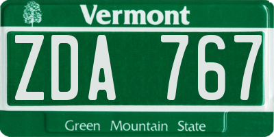 VT license plate ZDA767
