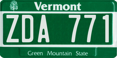 VT license plate ZDA771