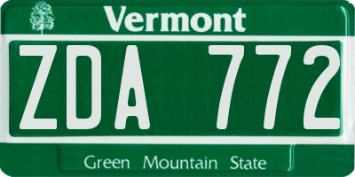 VT license plate ZDA772