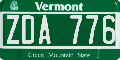 VT license plate ZDA776