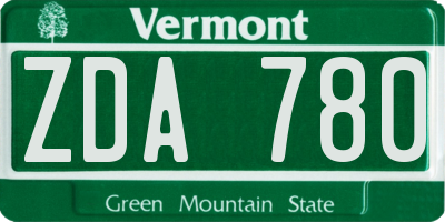 VT license plate ZDA780