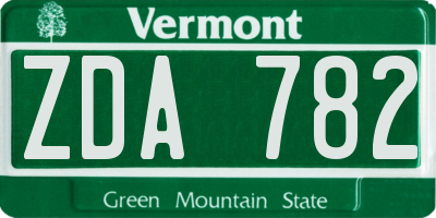 VT license plate ZDA782