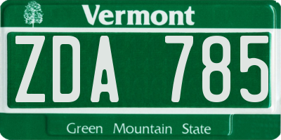 VT license plate ZDA785