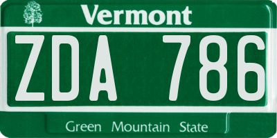 VT license plate ZDA786