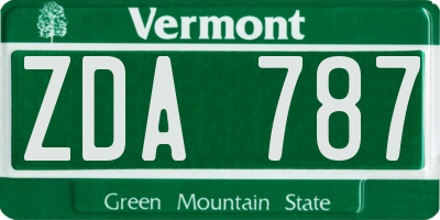 VT license plate ZDA787