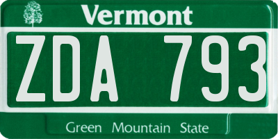VT license plate ZDA793