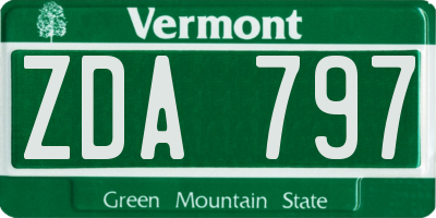 VT license plate ZDA797