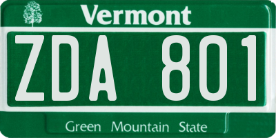 VT license plate ZDA801