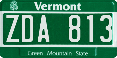 VT license plate ZDA813