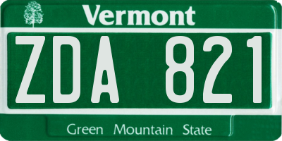 VT license plate ZDA821