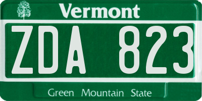 VT license plate ZDA823