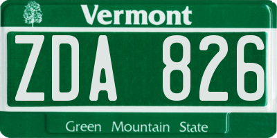 VT license plate ZDA826