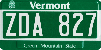VT license plate ZDA827