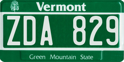 VT license plate ZDA829