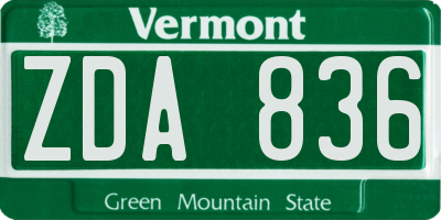 VT license plate ZDA836