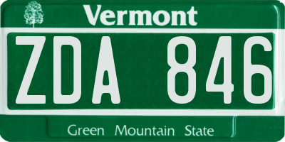 VT license plate ZDA846