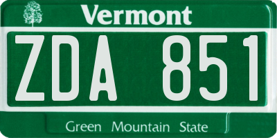 VT license plate ZDA851