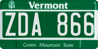 VT license plate ZDA866