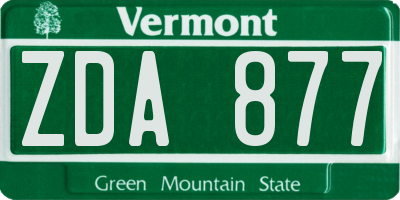 VT license plate ZDA877