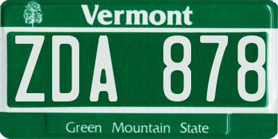 VT license plate ZDA878
