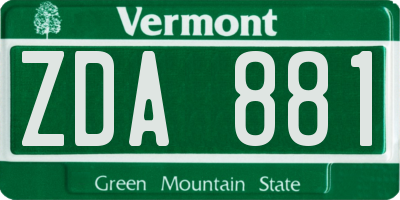 VT license plate ZDA881