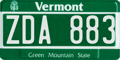VT license plate ZDA883