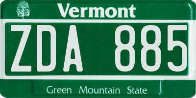 VT license plate ZDA885