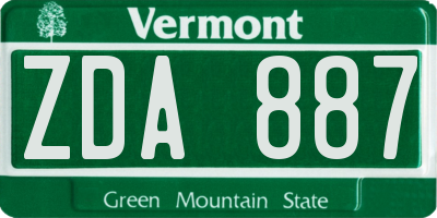 VT license plate ZDA887