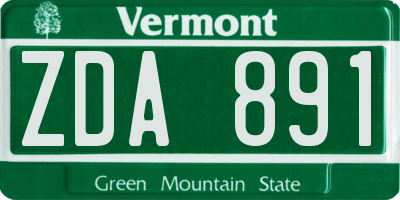 VT license plate ZDA891