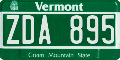 VT license plate ZDA895