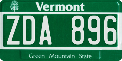 VT license plate ZDA896