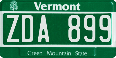 VT license plate ZDA899