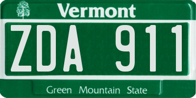 VT license plate ZDA911