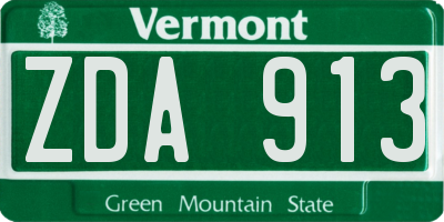 VT license plate ZDA913
