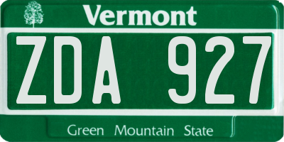 VT license plate ZDA927