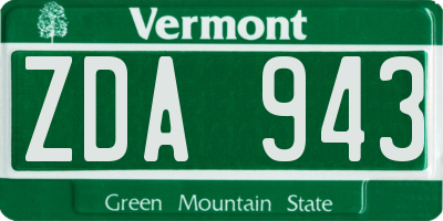 VT license plate ZDA943