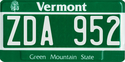 VT license plate ZDA952