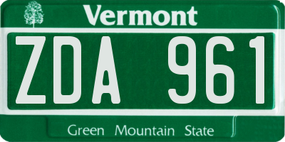 VT license plate ZDA961