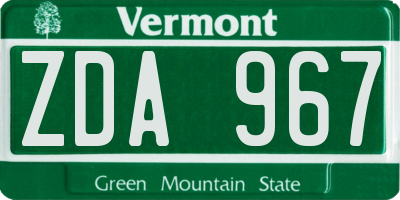VT license plate ZDA967