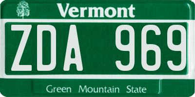 VT license plate ZDA969