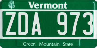 VT license plate ZDA973