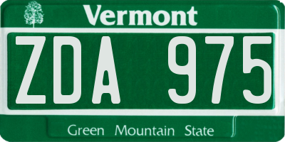 VT license plate ZDA975