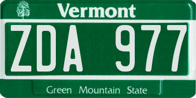 VT license plate ZDA977