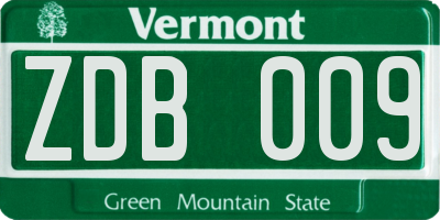 VT license plate ZDB009
