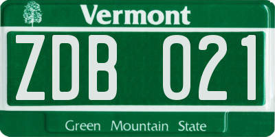 VT license plate ZDB021