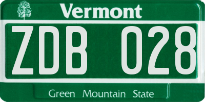 VT license plate ZDB028