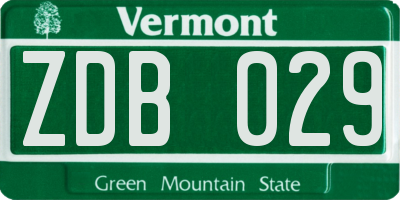 VT license plate ZDB029